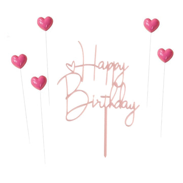 Happy Birthday Cake Topper Birthday Cake Decoration Party Cake Supplies (Love pink cake topper)