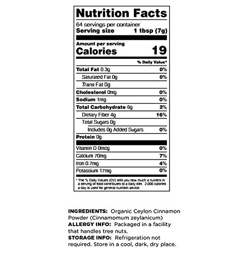 Terrasoul Superfoods Organic Ceylon Cinnamon Powder, 16 Oz, Premium Quality, Lab-Tested for Authenticity