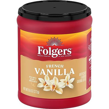 Folgers French Vanilla Flavored Ground Coffee, 9.6 Ounce Canister (Pack Of 6)