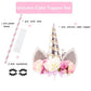 Nishine Rose Floral Unicorn Cake Topper - Silver & Ivory Paper Decoration for Birthday Parties