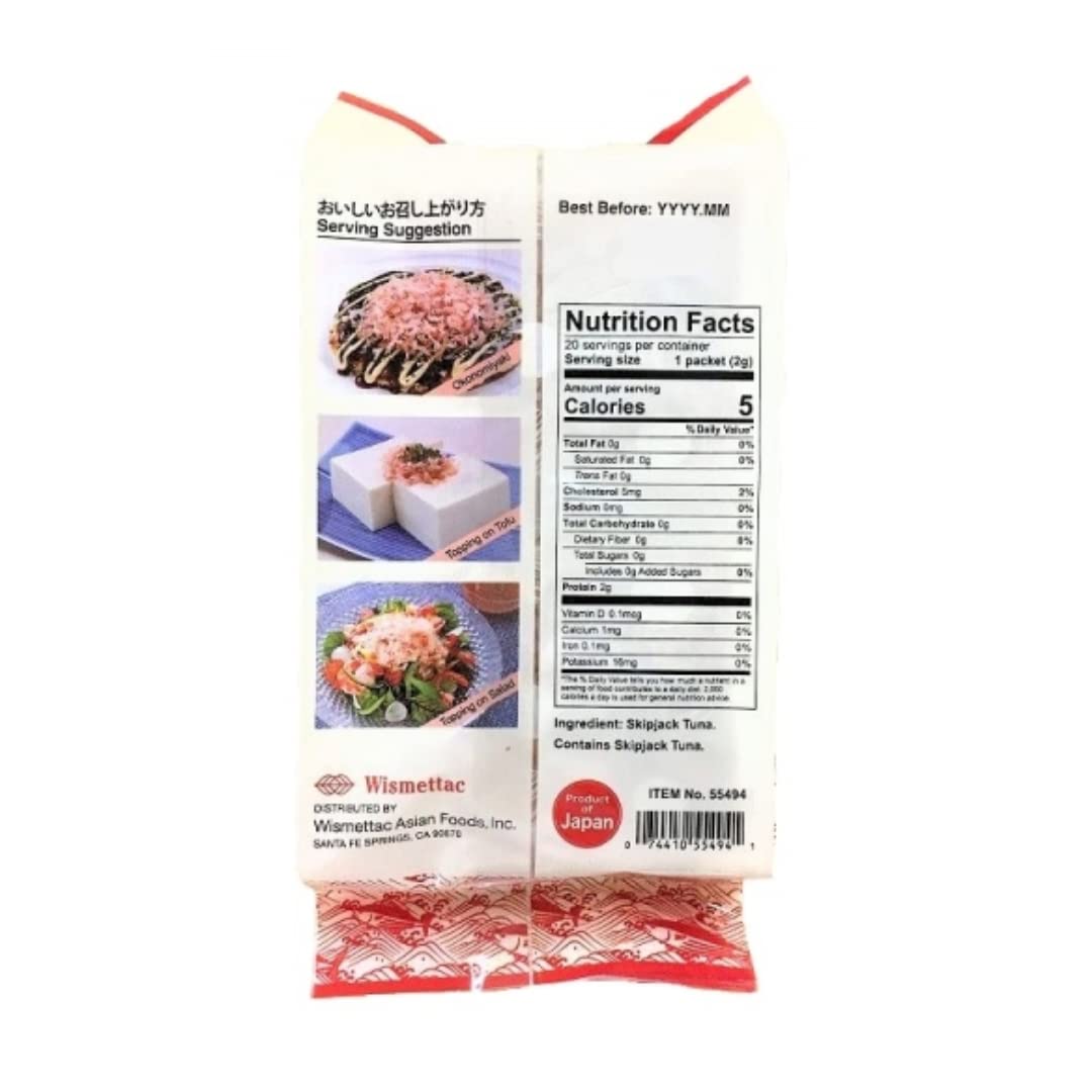 Shirakiku Authentic Dried Shaved Skipjack Tuna Hana Katsuo | Japanese Katsuobushi | Product Of Japan (0.71Oz / 20G X 20 Pack)