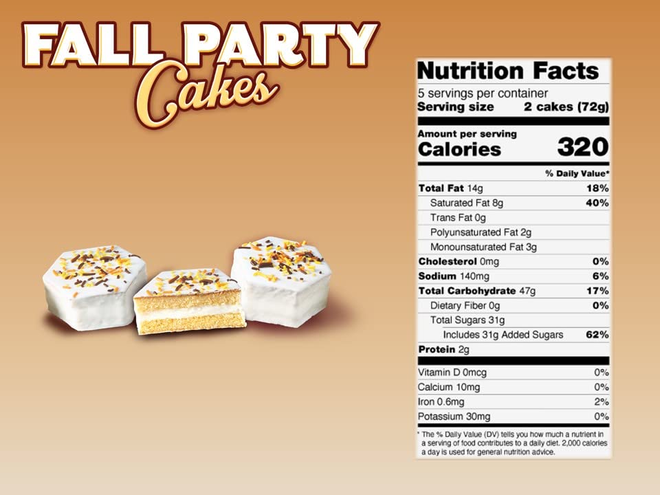Little Debbie Fall Party Cakes, Vanilla, 10 Twin Wrapped Cakes, 12.75 OZ Box