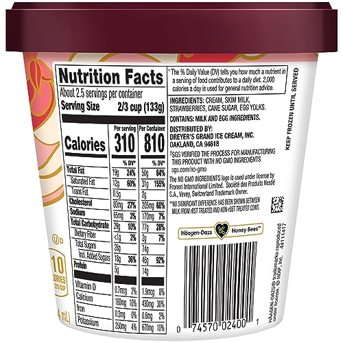 Haagen-Dazs Strawberry Ice Cream, 14 fl oz (Frozen)