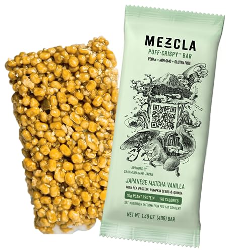 Mezcla Vegan Plant Protein Bars - Japanese Matcha Vanilla: Premium Ingredients, Delicious Flavor, Gluten-Free, Non-Gmo, Soy Free