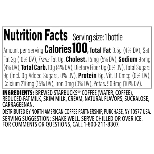 Starbucks Frappuccino Lite, Creamy Vanilla Gelato, 9.5 Fl Oz Bottles (Pack Of 12)