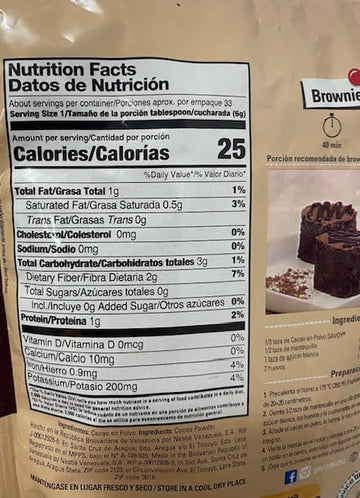 Savoy 100% Cocoa For Desserts - Cacao Venezolano Pack Of Of 200G