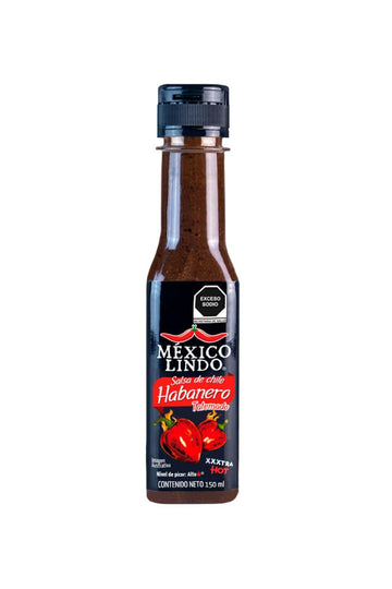 MEXICO LINDO Habanero Hot Sauce, Xxxtra Hot, 83,200 Scoville, 5 Fl Oz Bottle, Perfect for Quesadillas, Soups & Nach
