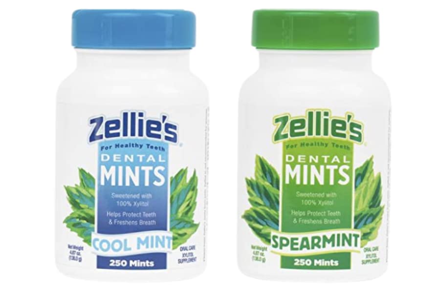 Zellie'S | 100% Xylitol Sugar Free Breath Mints Combo Pack | Includes (1) Cool Mint Breath Mints 250 Count & (1) Spearmint Breat