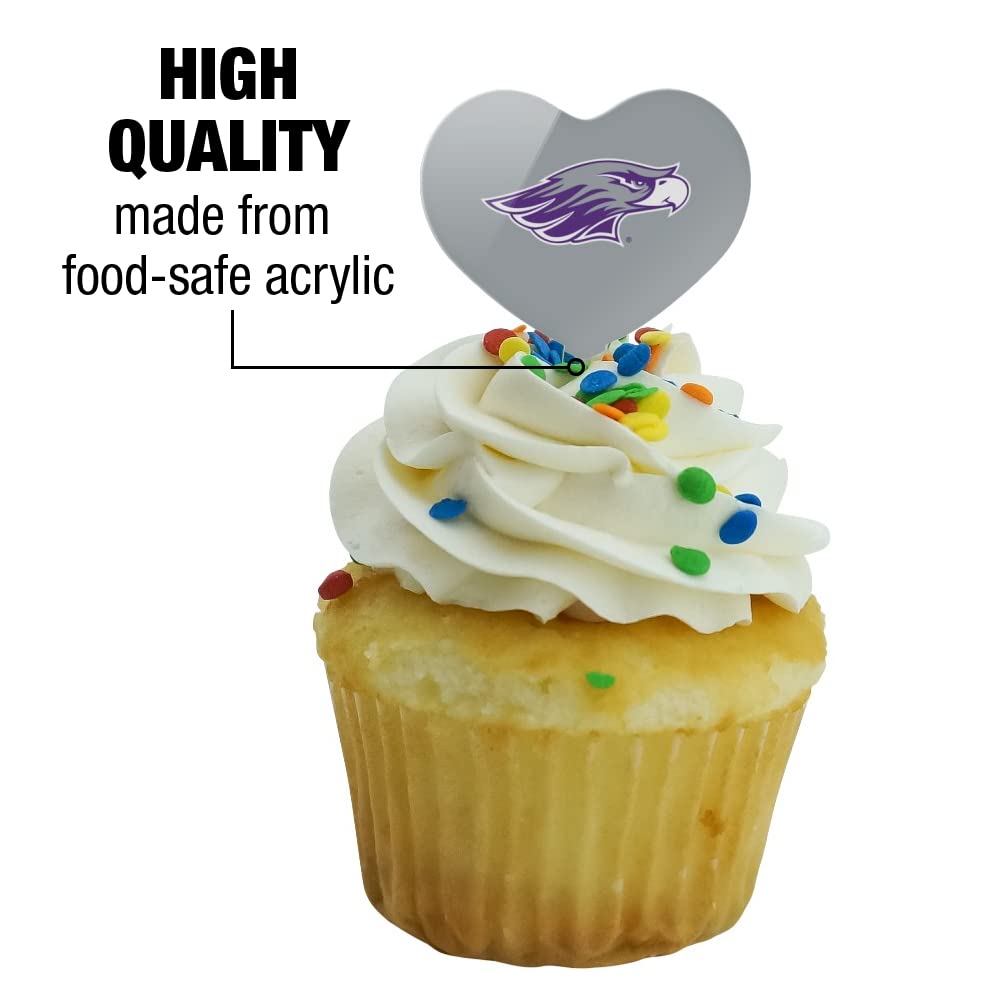 GRAPHICS & MORE Cupcake Picks Set of 6, Acrylic Heart Decorations, UW Whitewater, One Size