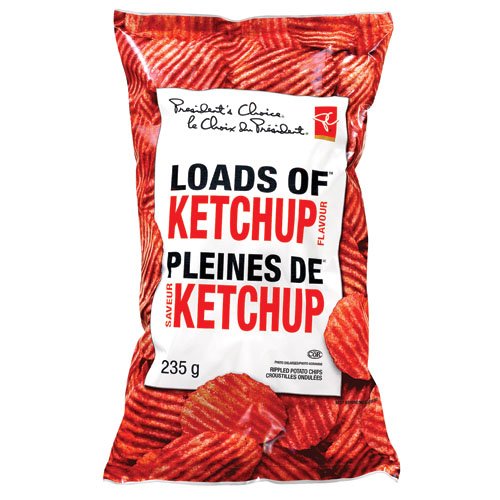 Canadian President'S Choice Loads Of Ketchup Flavour Chips [3 Large Bags]