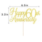 Auteby Happy 60Th Anniversary Cake Topper, Gold Glitter 60Th Birthday/Wedding Anniversary Party Decoration Supplies (60)