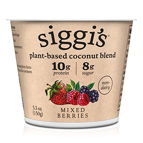 siggis Plant-Based Coconut Blend, Mixed Berry, 5.3 oz. Cup - Single Serving Dairy Free Snack, More Protein Than Sugar