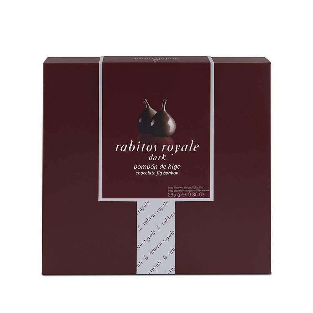 Rabitos Royale Dark Chocolate Covered Fig Bonbons Gift Box - 15 Pieces, 9.35oz (265g), Dark Brown