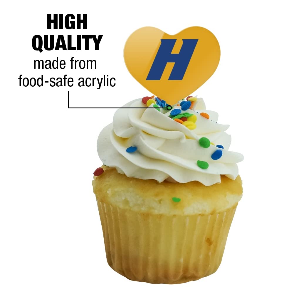 GRAPHICS & MORE Cupcake Picks Set of 6, Acrylic, Hofstra University Secondary Logo Heart Design