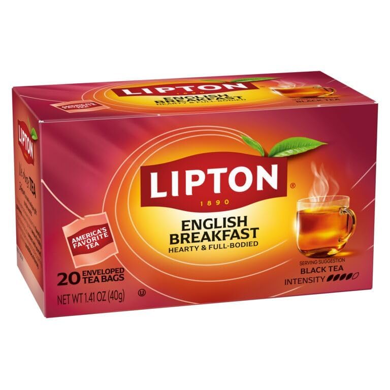 Lipton English Breakfast Tea Bags  Flavored Teabags  120 Total Bags (20ct - Pack of 6)