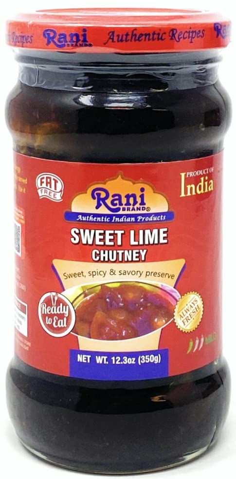Rani Lime Sweet Mango Chutney (Indian Preserve) 12.5oz (350g) Glass Jar, Ready to eat, Vegan ~ Gluten Free Ingredients, All Natu