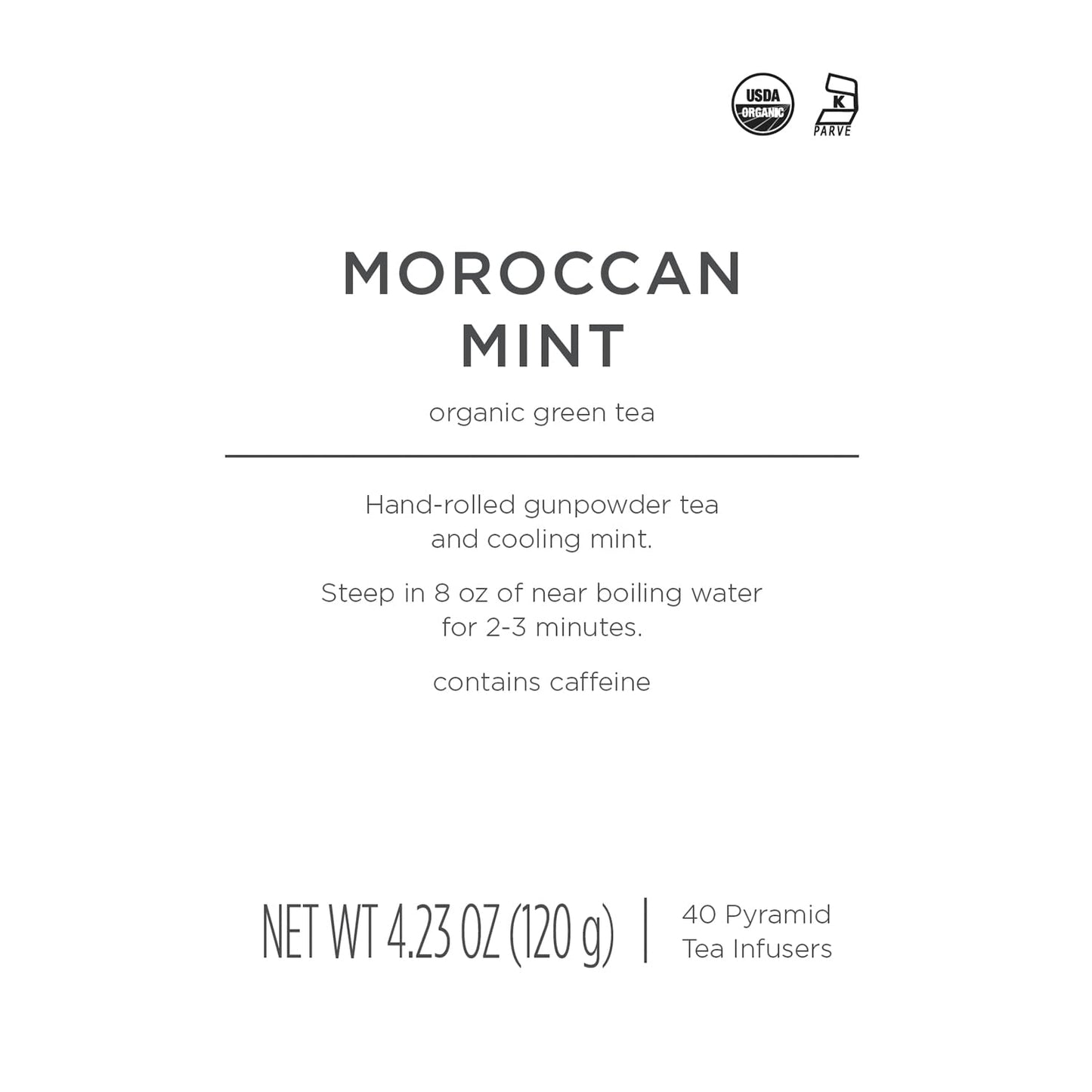 Tea Forte Moroccan Mint Premium Organic Caffeinated Green Tea Blend Event Box, Bulk Pack 40 Count, 10 Per Tray Individually Wrap