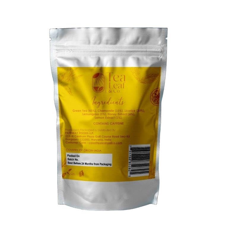 Tea Leaf & Co. Organic Green Tea Bags - Honey Lemon with Fresh Herbs - 100 Teabags (7.055oz/200gm)
