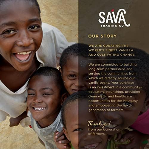 Sava Madagascar Vanilla Extract 2 Oz & 1 Vial Gourmet Madagascar Vanilla Bean - Baking Essentials - 100% No Sugar Added Pure Van