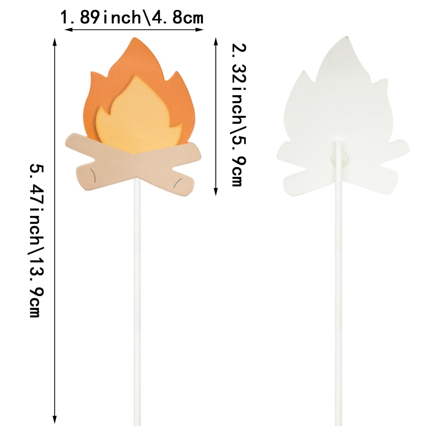 Capiant Fire Truck Cake Topper Set - 10 Pack, Paper Cards & Wooden Sticks, Fire Theme Birthday Party Supplies, Style 2