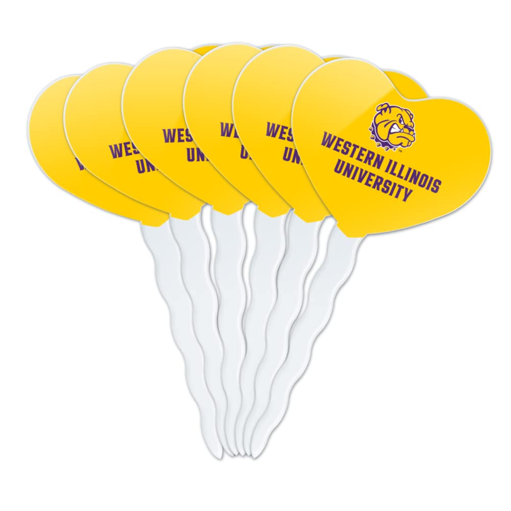 GRAPHICS & MORE Cupcake Picks Set of 6, Acrylic, Western Illinois University, One Size, Heart Decoration