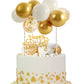Beishida 5 Inch 10Pcs Balloon Cloud Cake Topper White Gold Happy Birthday Cake Toppers Mini Balloon Cake Topper Garland With Hap