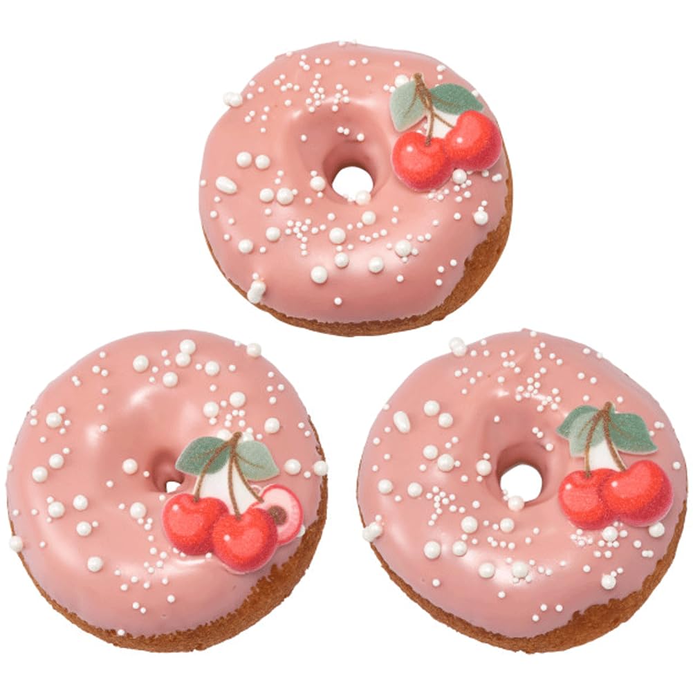 Fruit Shaped Sugar Decorations Cookie Cupcake Cake Edible Toppers 12 Pc (Cherries)