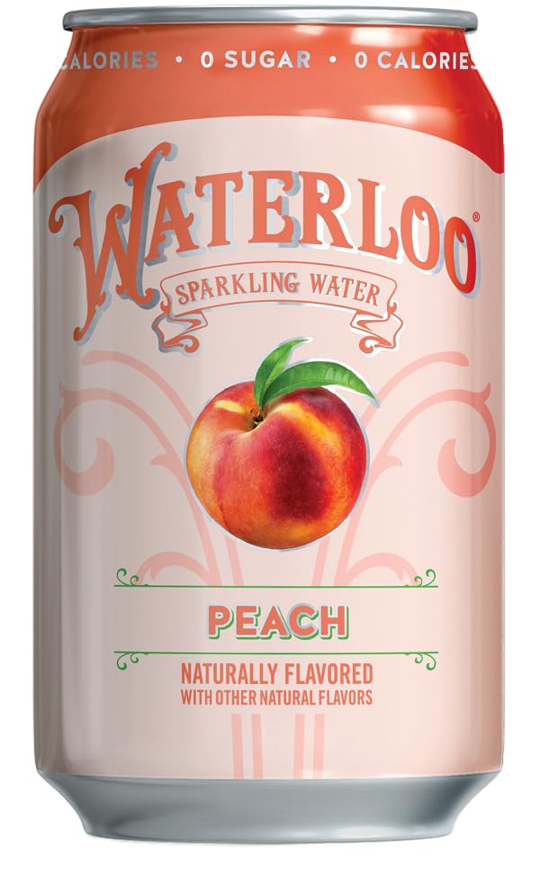 Waterloo Sparkling Water, Peach Naturally Flavored, 12 Fl Oz Cans (Pack of 12) - Zero Calories and Zero Sugar or Sweeteners
