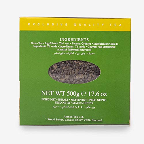 Ahmad Tea Green Tea, Gunpowder Loose Leaf, 500G - Caffeinated & Sugar Free