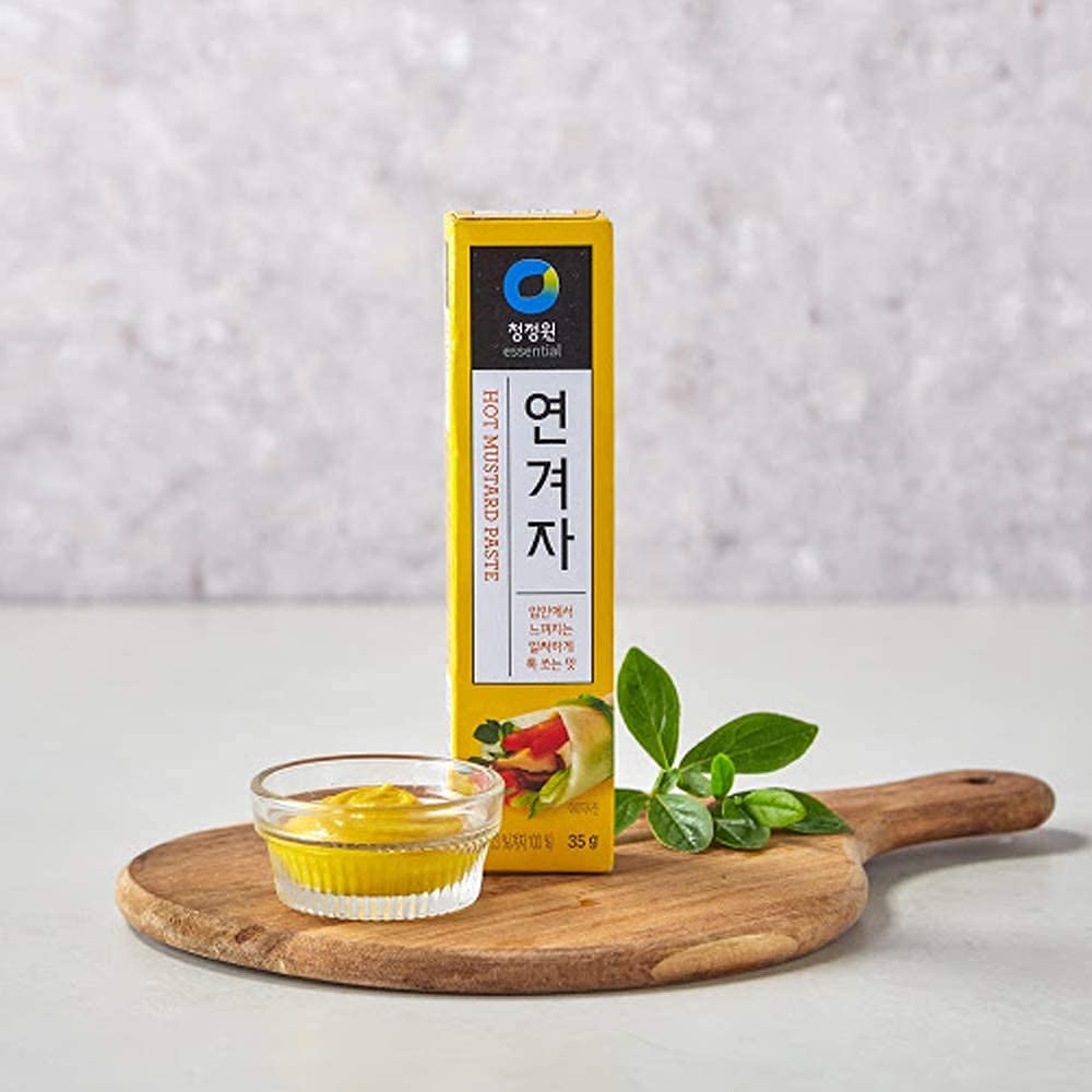 Chung Jung One Korean Premium Hot Spicy Yellow Mustard Paste, All-Natural, No Synthetic Additives, Versatile For Hot Dogs And Naengmyeon, 95G