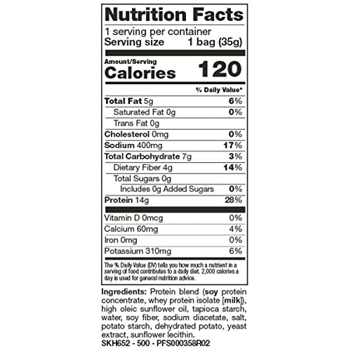 Protiwise Sea Salt & Vinegar Protein Chips | High Protein 14G, High Fiber | Gluten-Free, Low Calorie, Low Carb Snack | Guilt-Free Healthy Snacks | 7/Bags