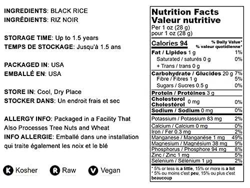 Food To Live Black Rice, 1 Pound Medium-Grain Rice, Kosher, Vegan, Bulk. Nutty, And Sweet Flavor. Rich In Antioxidants And Dieta