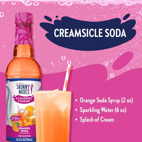 Jordans Skinny Mixes Sugar Free Syrup  Orange Soda Flavor  Fruit Flavored Water Enhancer  Drink Mix for Iced Tea  Lemonade  Drinks  Low Calorie Water Flavoring  Dairy & Gluten Free Kosher  25.4 Fl Oz