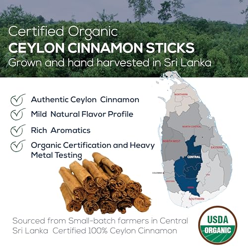 One Farm By Waayb Organic Ceylon Cinnamon Sticks, Single Estate, Enhanced Sri Lanka Cinnamon, Non-Gmo, Fair-Trade & Gluten Free In Resealable Pouch For Cooking, Decoration, Lattes & Tea