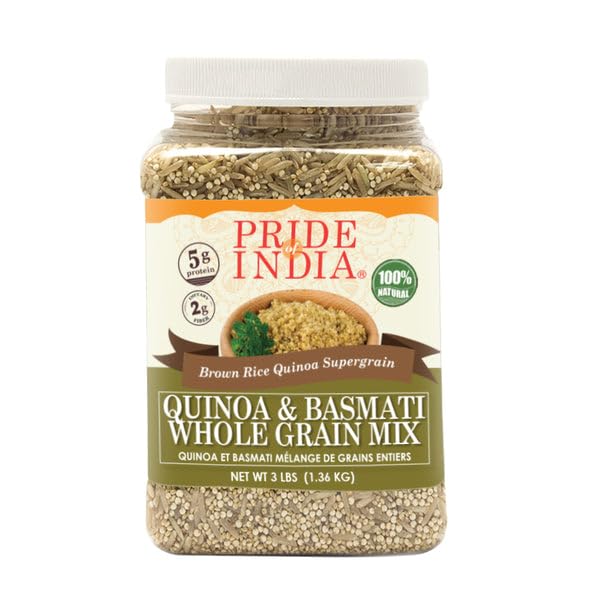 Pride Of India - Pack Of 6 - Quinoa & Basmati Whole Grain Mix - Brown Rice Quinoa Supergrain, 3 Lbs Jar