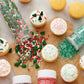 Holiday Sprinkles Set 4 Count 19.3 Oz Different Types in Jar, Cake- Cookies Sprinkles For Christmas-Party, Kosher,Green&White Su