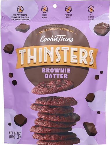 Thinsters Brownie Batter Cookies, Oven-Baked With Real Butter & Sugar, Non-Gmo, No Artificial Ingredients, Corn Syrup, Or Processed Oils, 4 Oz (Pack Of 1)