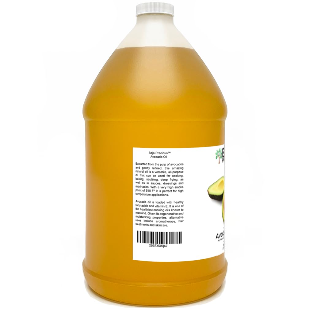 Baja Precious - Avocado Oil 100% Pure, 1 Gallon Jug, Food Grade Perfect For High Heat Cooking, Skincare, Hair Treatments, Soapma