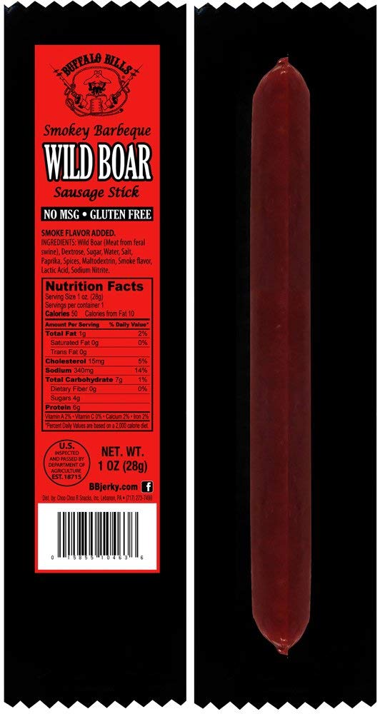 Buffalo Bills Exotic Game Meat Sausage Sticks - Elk, Venison, Wild Boar - 1 Ounce (Pack of 15)