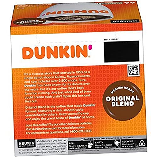 Dunkin' Original Blend Medium Roast Coffee, 44 Keurig K-Cup Pods .2.Pack 22 Count (Pack Of 2)
