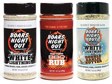 Boars Night Out 3 Pack Seasoning - White Lightning - Double Garlic - Rubber - Multicolor