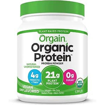 Orgain Organic Vegan Protein Powder, Natural Unsweetened - 21G Of Plant Protein, 4G Prebiotic Fiber, Low Net Carbs, No Lactose I