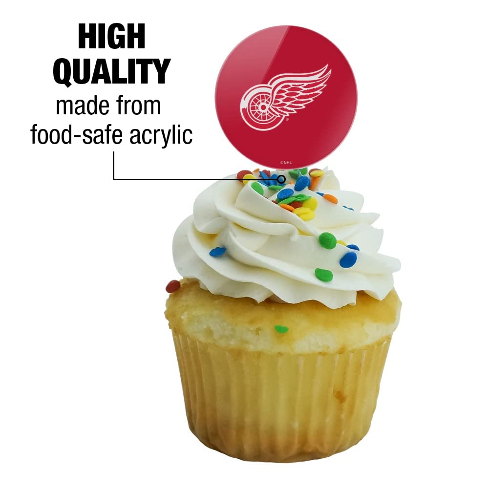 Graphics & More Detroit Red Wings Logo Cupcake Picks Toppers Decoration Set Of 6