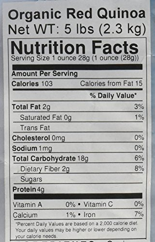 Food to Live - Organic Red Quinoa, 5 Pounds Non-GMO, Whole Grain, Kosher, Vegan, Sirtfood, Bulk. Rich in Essential Amino Acids,
