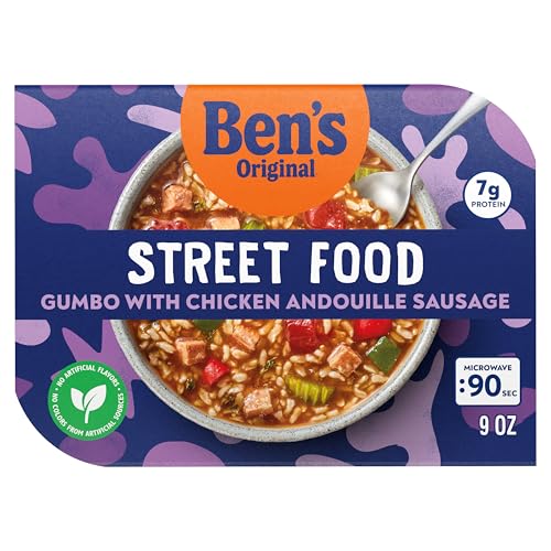 BEN S ORIGINAL Street Food Gumbo with Chicken Andouille Sausage, Prepared Entr  e, Microwavable Heat-&-Eat Bowl in 90 Seconds,