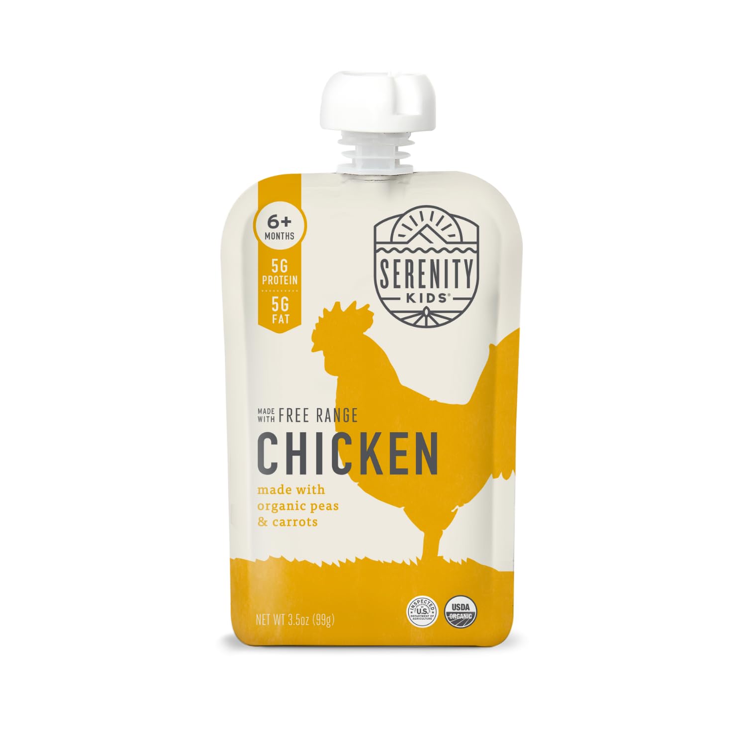Serenity Kids 6+ Months Baby Food Pouches Puree Made With Ethically Sourced Meat & Organic Veggies - 3.5 Ounce Bpa-Free Pouch - 