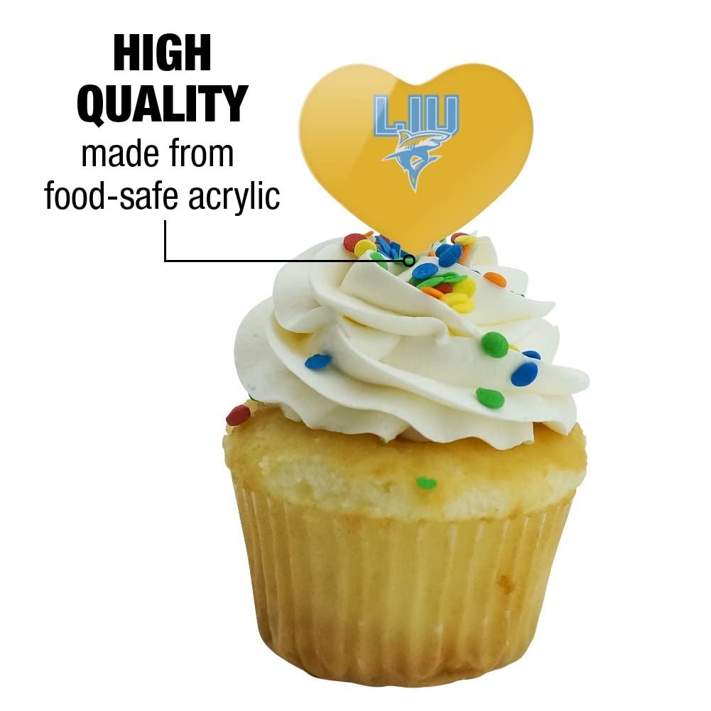 GRAPHICS & MORE Cupcake Picks Set of 6 - Acrylic Heart Toppers, Long Island University