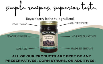 Dillman Farm All Natural Boysenberry Preserves, Gluten-Free, Non-GMO, Vegan, Kosher, Preservative Free, Corn Syrup Free - Made i