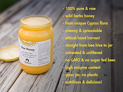 Mellona 100% Raw Honey Unfiltered  Natural Creamy Golden Honey Raw Unprocessed  Unheated & Unfiltered(1KG)