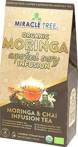 Tree Moringa Energy Tea - Chai, Organic & Non-GMO, 16 Count (Pack of 5)